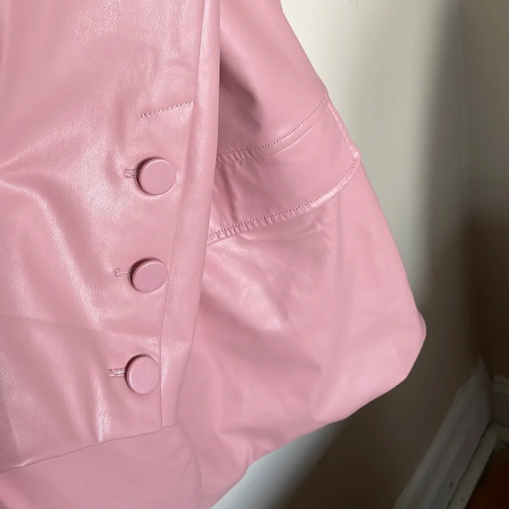 For Love & Lemons Barbie Pink Talia Boyfriend Oversized Faux Leather Blazer
